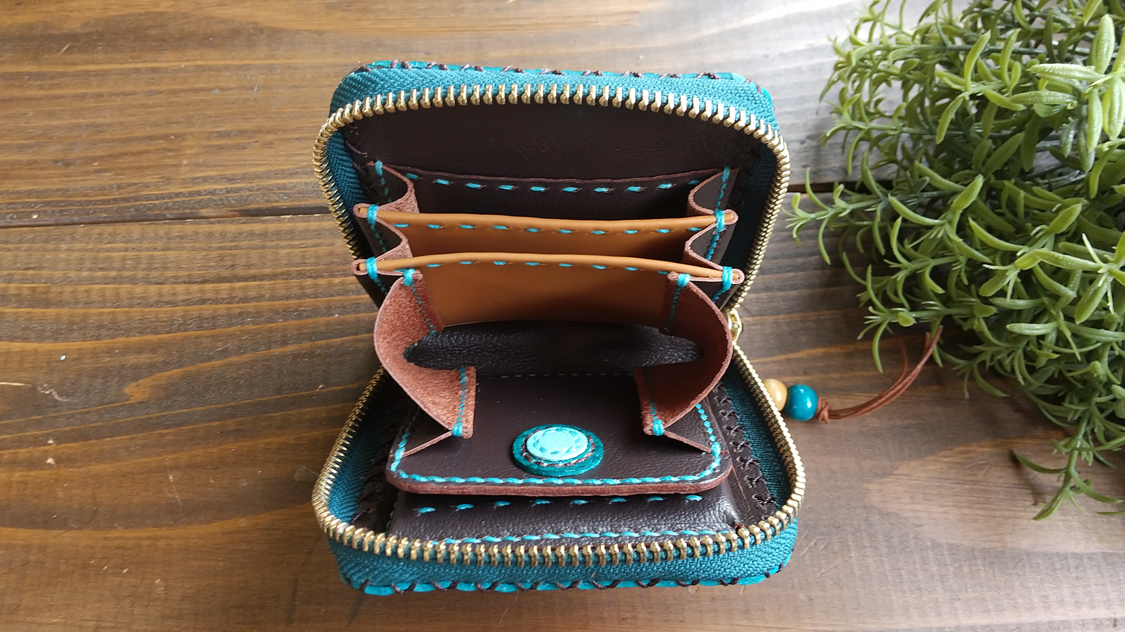 小さめのお財布　ターコイズ