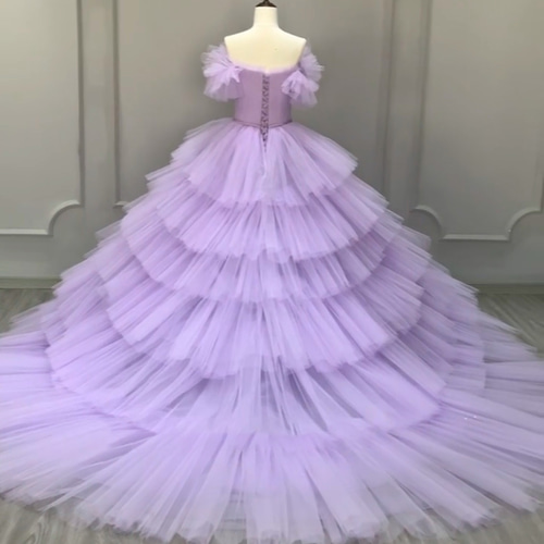 値下げ！ダンスドレス 背中のフリルが素敵！上品紫色新品 【公式通販】