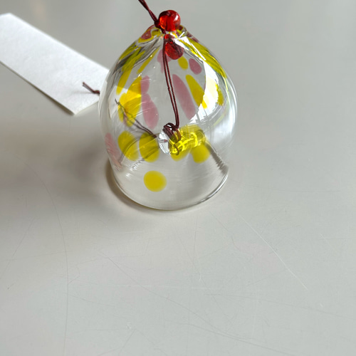 花火みたいな風鈴 吹きガラス 金赤×黄色 夏 涼しい 風鈴 ガラス
