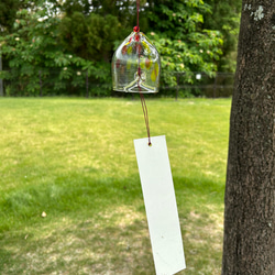 花火みたいな風鈴 吹きガラス 金赤×黄色 夏 涼しい 風鈴 ガラス