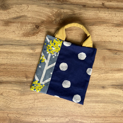 【SALE】【1点のみ】【即納】新作北欧柄パッチトートミニバック　綿麻　 2枚目の画像
