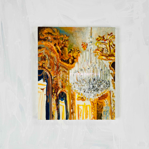 38×46㎝「シャンデリア」F8・油彩画・額装・原画