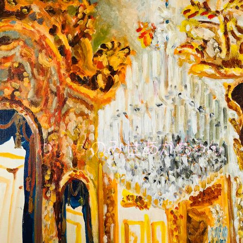 38×46㎝「シャンデリア」F8・油彩画・額装・原画