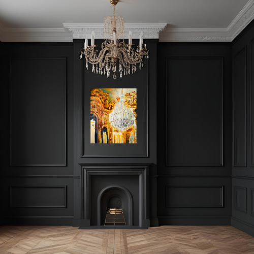 38×46㎝「シャンデリア」F8・油彩画・額装・原画 N 絵画 かいがのみせ