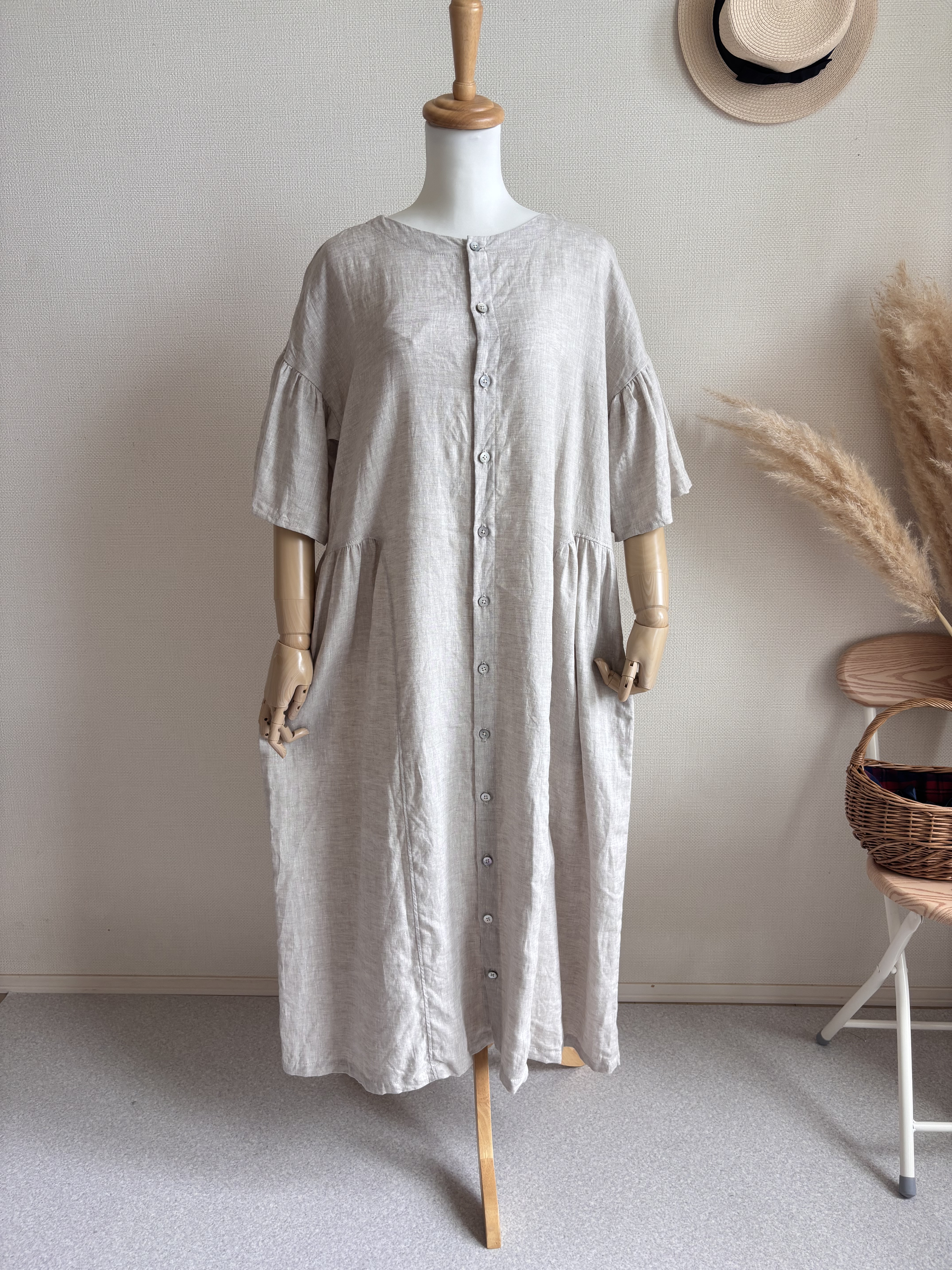 【送料無料】タンブラーフィニッシュリネン2wayワンピース