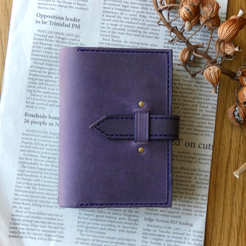 トラベラーズノートカバー／パスポートサイズ／革／ラベンダー 手帳