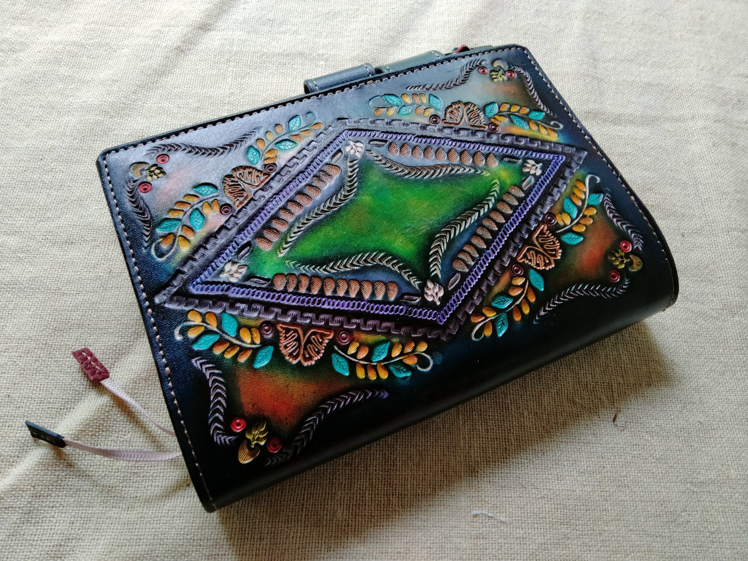 ほぼ日手帳対応　レザー手帳カバー　刻印＆拭き染め