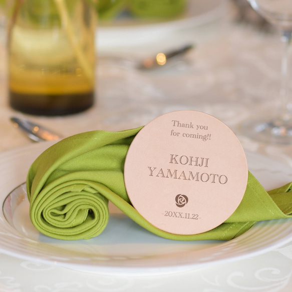 SHOPオープン記念特価【１つで３役！】　席札・コースター・プチギフトにどうぞ　結婚式•披露宴・パーティ・イベント　 1枚目の画像