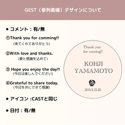 SHOPオープン記念特価【１つで３役！】　席札・コースター・プチギフトにどうぞ　結婚式•披露宴・パーティ・イベント　 8枚目の画像