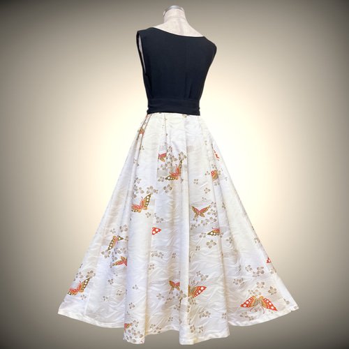 蝶々カワイイ 和で魅せるフレアーワンピース 着物ワンピース