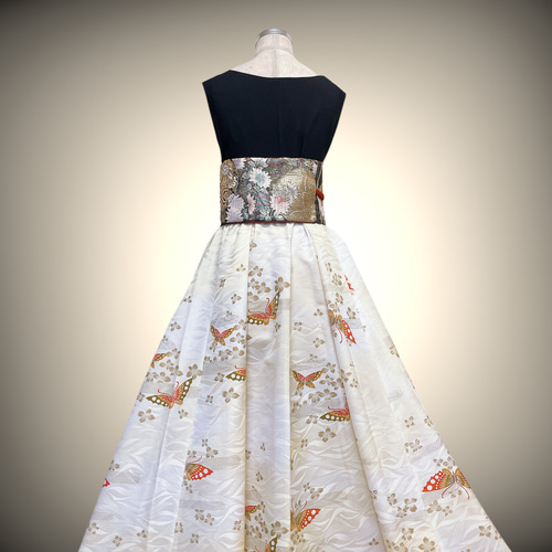 蝶々カワイイ 和で魅せるフレアーワンピース 着物ワンピース 着物