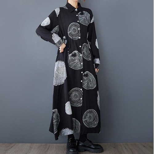 大きいサイズ ワンピース　ロング　ドット　レディース 　春 秋冬 新品 長袖 大きいサイズ ワンピース ロング ドット レディース 秋冬 春