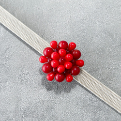 帯留め 】 赤珊瑚 アンティークレトロ お花 ・ 3月誕生石 ( 母の日