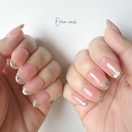 ネイルチップ オーダー フレンチガーリー オーロラ シアー 大人 結婚式