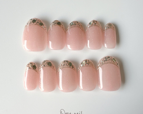 ネイルチップオーダー】全4色 選べるシアリーフレンチネイル