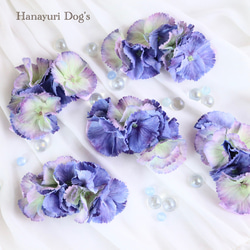 ♡小型犬服♡ハンドメイド♡紫陽花コサージュワンピース♡ブルー