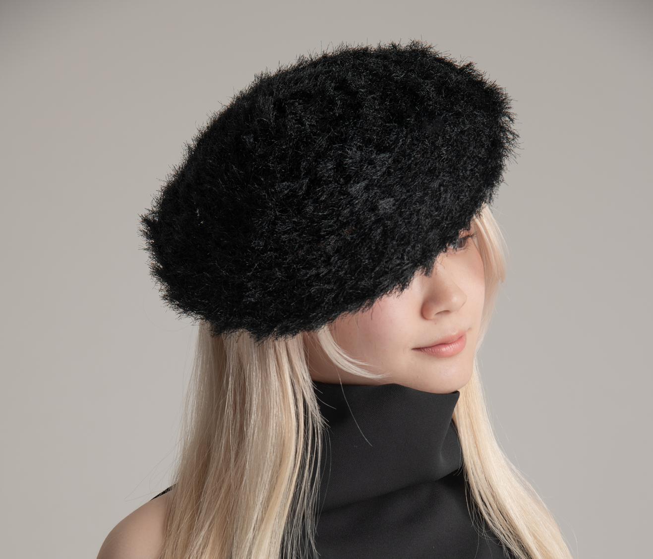 【1点もの】シャギーブレードカチューシャハット黒（出会い007-HAT）出会いシリーズ