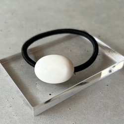 ヘアゴム 大】ホワイトオニキス 天然石 シンプル 上品 髪留め 髪飾り