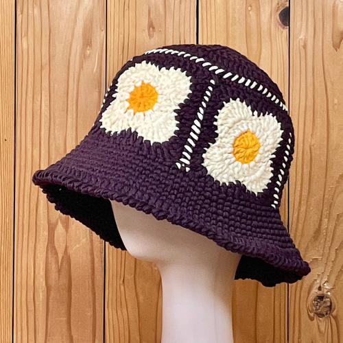 春夏コットン】かぎ針編みのおしゃれバケットハット クロシェハット