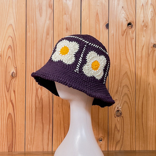春夏コットン】かぎ針編みのおしゃれバケットハット クロシェハット