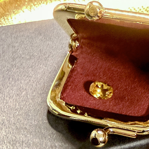 開花セット 龍神祝福 純金箔革財布 × 光波動 シトリンルース 約