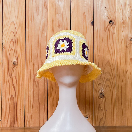 春夏コットン】かぎ針編みのおしゃれバケットハット クロシェハット