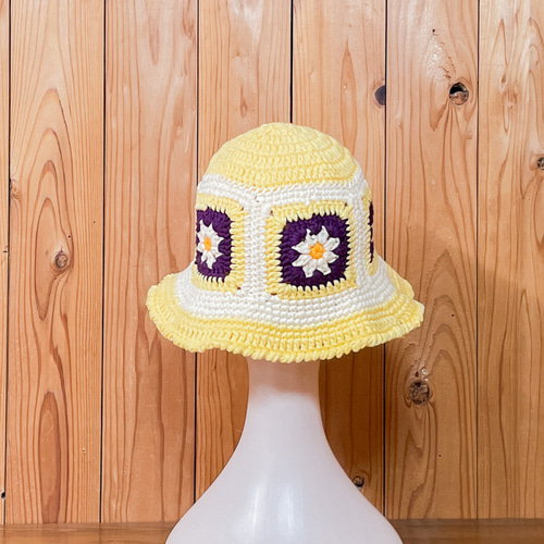 春夏コットン】かぎ針編みのおしゃれバケットハット クロシェハット