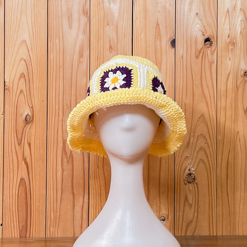 春夏コットン】かぎ針編みのおしゃれバケットハット クロシェハット