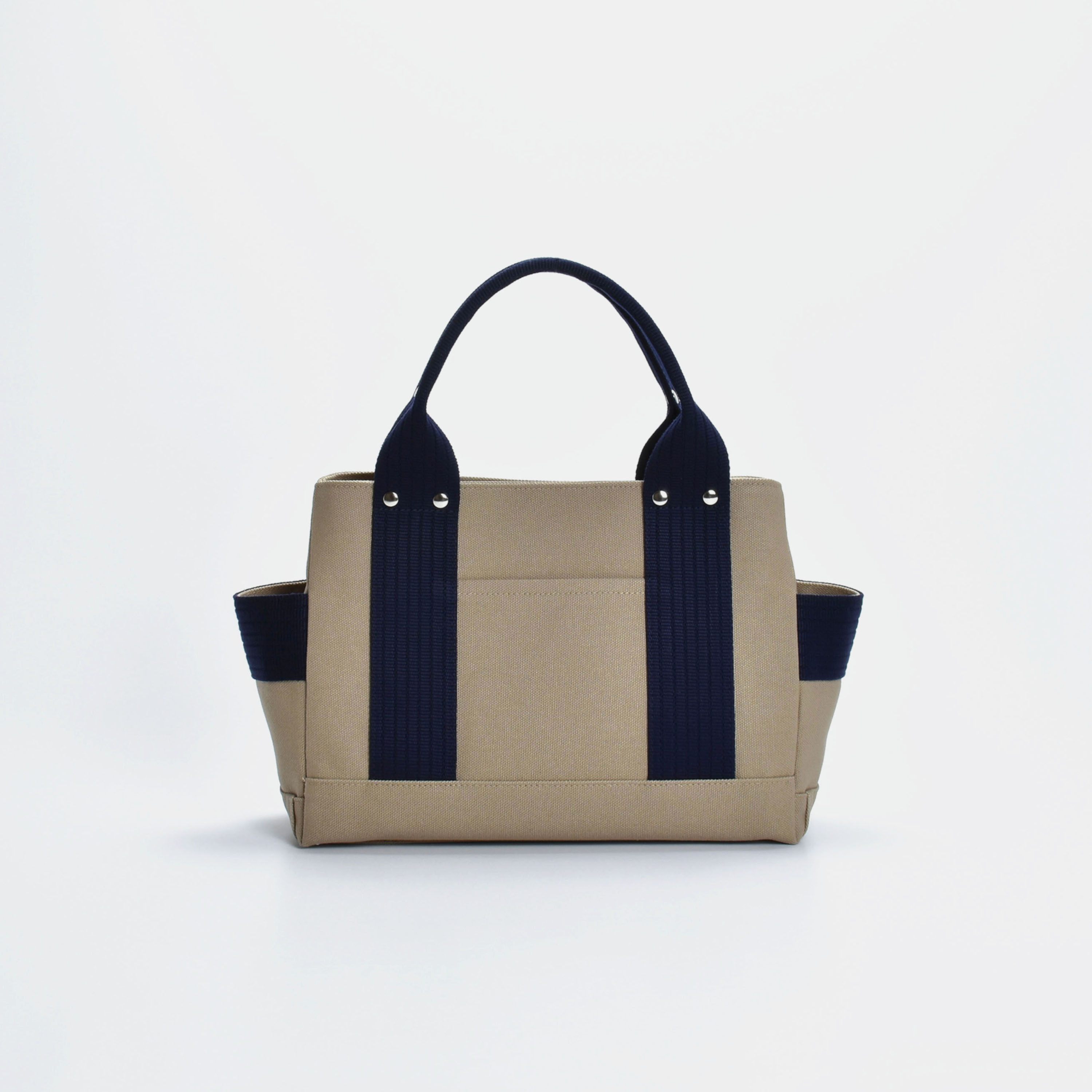 【受注製作】スクエアキャンバストートＳ（ベージュ×ネイビー）