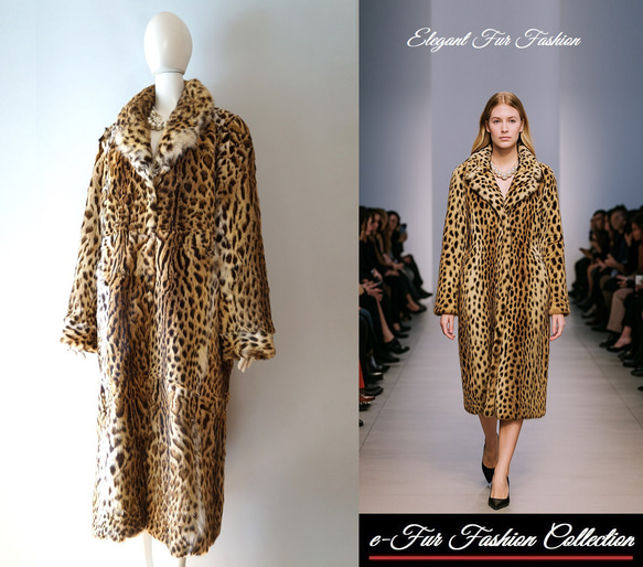 パリジェンヌのように☆セレブリティなレオパードキャット毛皮コート