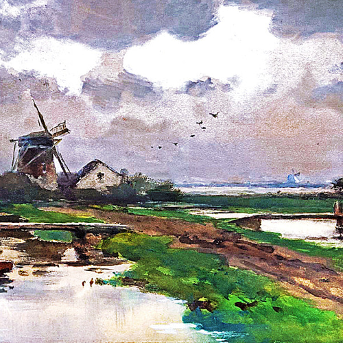 川の風景画 A4 オランダのアート 絵画 ARTE 通販 19361897