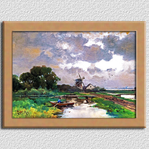お値下げ　アート絵画 川の風景画 A4 オランダのアート 絵画 ARTE 通販 19361897
