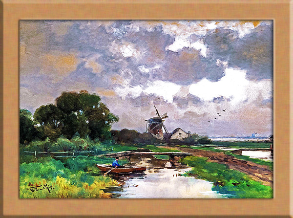 川の風景画 A4 オランダのアート 絵画 ARTE 通販 19361897