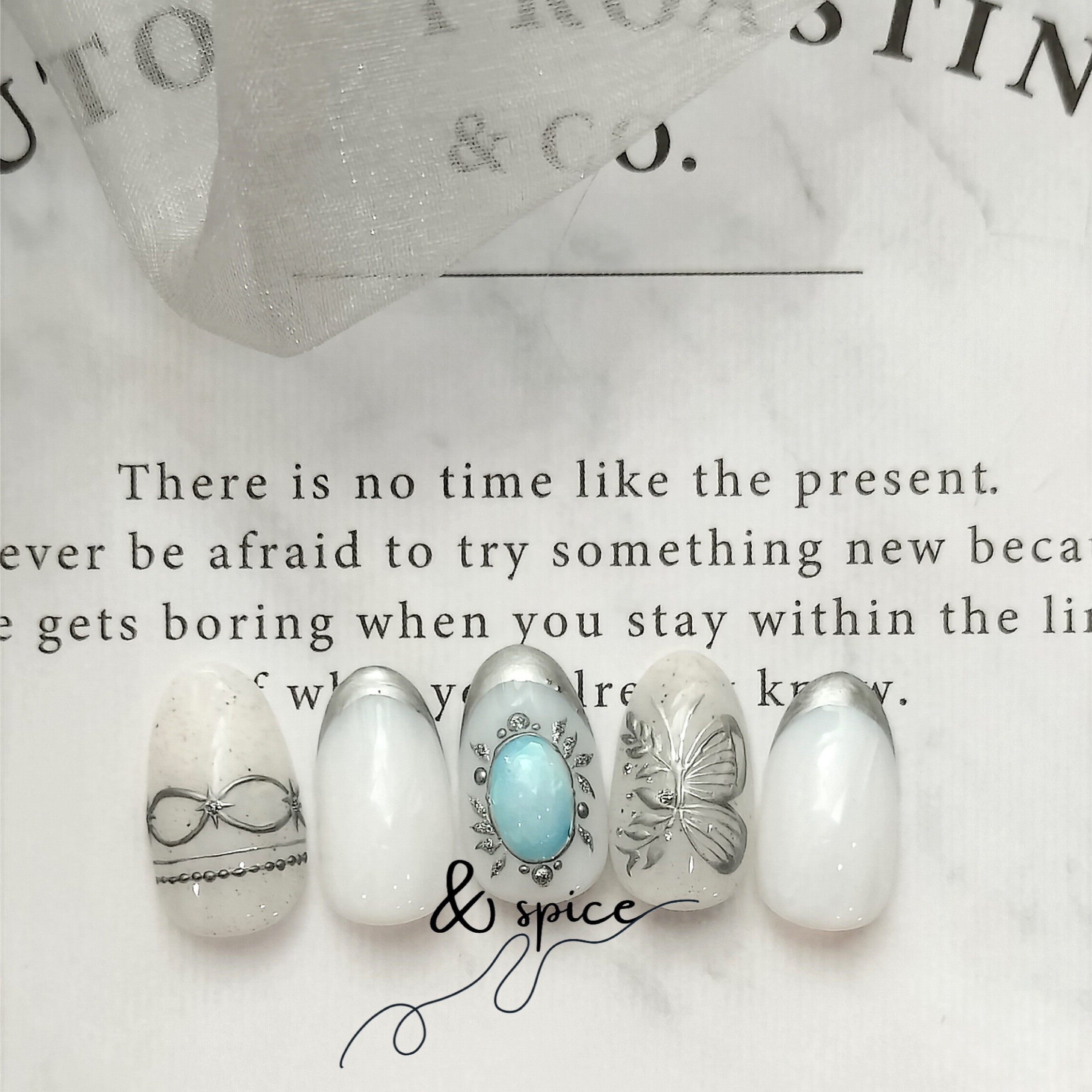 006／ somethingBlueしあわせの指先 ウェディング ブライダルネイル イベントネイル ネイルチップ