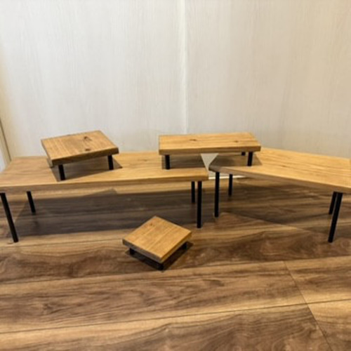 花台5点セット】杉無垢材×アイアン脚｜植物スタンド・木製ディスプレイ