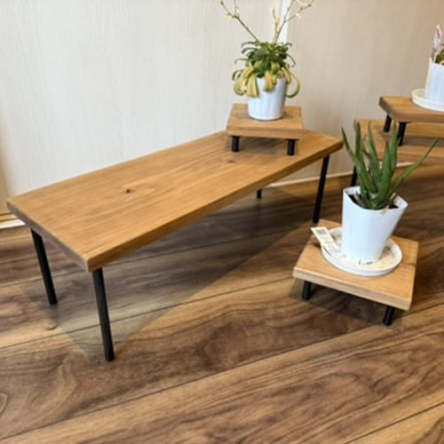 花台 5点セット 木製 杉無垢材×アイアン 植物スタンド 観葉植物