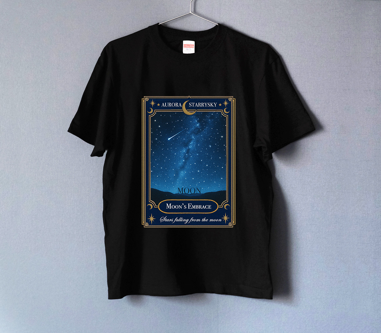 星空香水瓶ラベル・オーロラ Tシャツ BLACK（men&women）