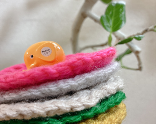 アクリルたわし ピンク×グレー 2個セット その他キッチン小物 のりたけ