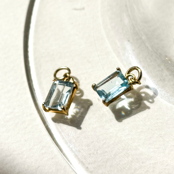 ◆2WAY  氷のような涼しげブルートパーズチャーム&淡水パールピアス　Silver925 抗アレルギー 6枚目の画像