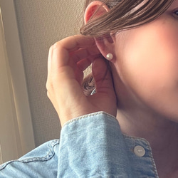 ◆2WAY  氷のような涼しげブルートパーズチャーム&淡水パールピアス　Silver925 抗アレルギー 4枚目の画像