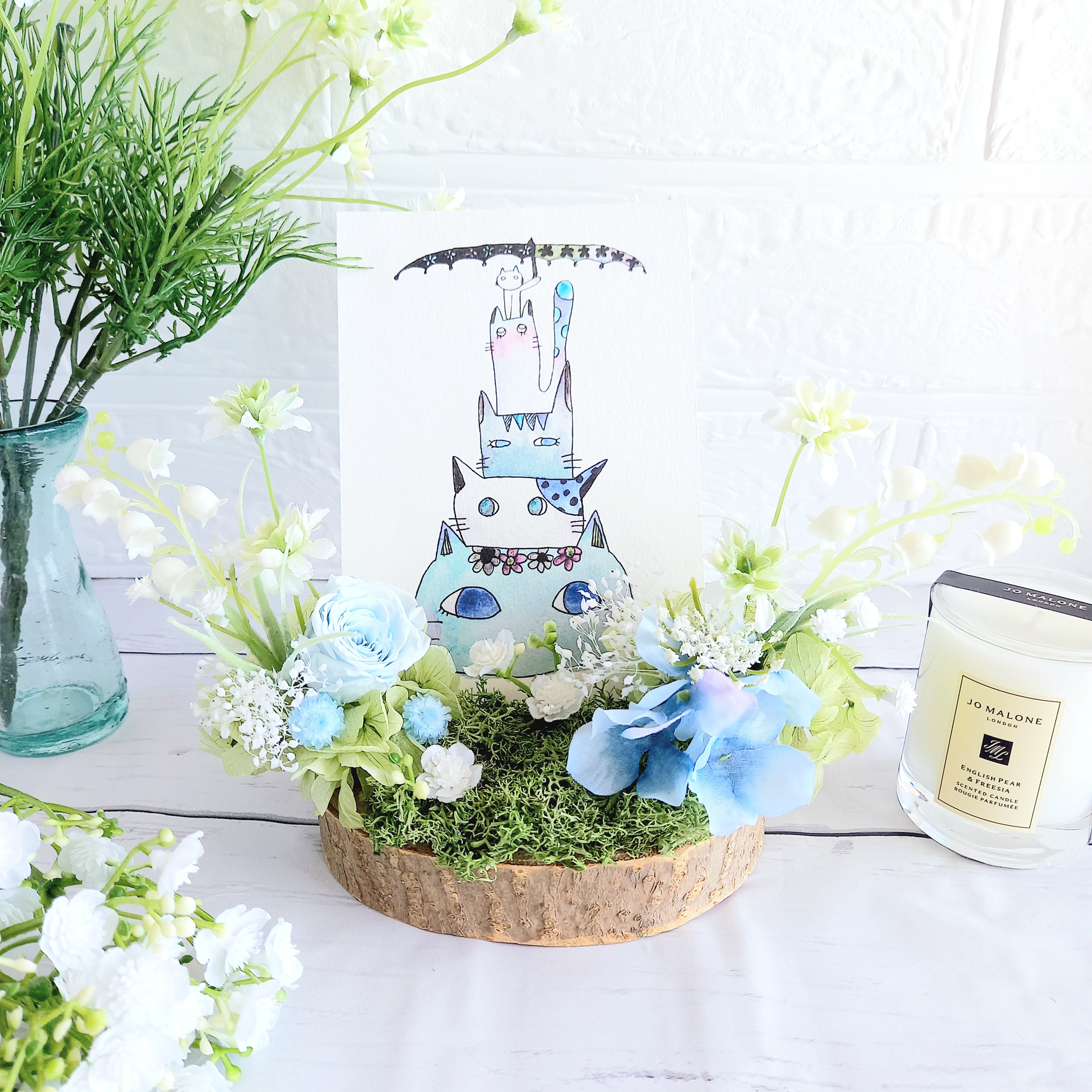 【写真立て(ペット仏花)】スズラン可愛い虹の橋のペットちゃんママに選ばれるフォトスタンド・お空組・お盆・犬・猫・小鳥