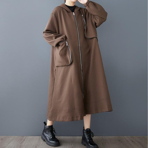 大きいサイズ フード付き コート アウター レディース 秋冬 春