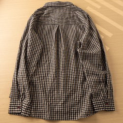 樹 *ゆったりチェックのシャツ . 綿100%長袖シャツ . カジュアルな上着 3枚目の画像