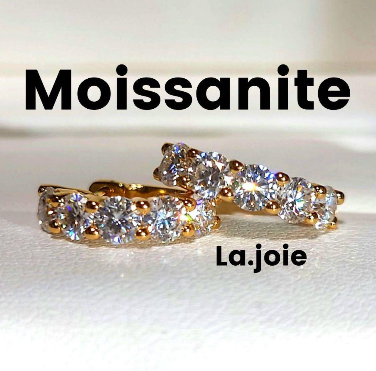 最高品質 モアサナイト 5stone フープピアス GOLD