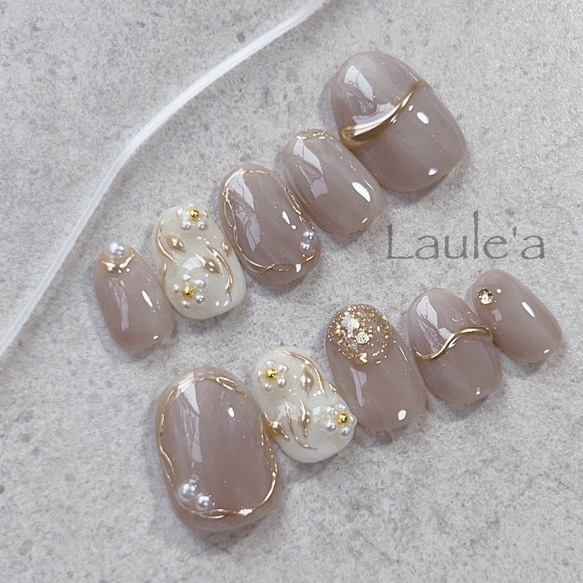 み。様　オーダー　ネイルチップ　ニュアンスネイル　ワンホンネイル ニュアンスネイル ブラウン ワンホン ミラー マグネット 花 成人式