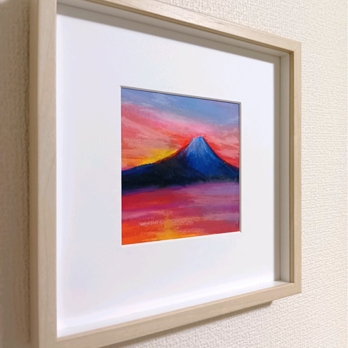 お値下げ⭐️富士山／オイルパステル画／No32 額無し　開運 富士山　オイルパステル原画　A4サイズ 絵画 通販 original-kyo 絵画