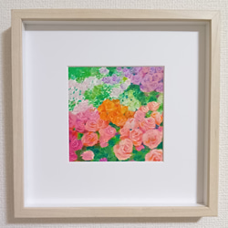 ささやきの薔薇の庭　A4サイズ 額装無し　オイルパステル画 薔薇咲く庭園 オイルパステル原画 A4サイズ 絵画 ゆうまめ 通販