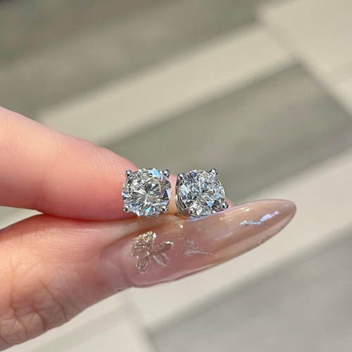 ラボグロウンダイヤモンドスタッドピアス PT950.900 男女兼用 大粒ラボグロウンダイヤモンド 1.00ct 男性用ピアス - ラボ