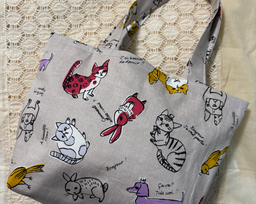 トートバック 手書き アニマル ランチバッグ エコバッグ トート