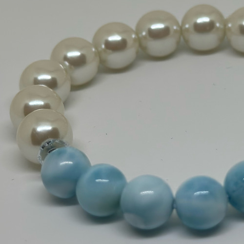 ラリマー×パール風ビーズ｜波紋のようにやさしく広がる癒しの